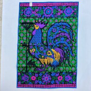NOS Indanthren Colorful Rooster Cotton Tea Towel
